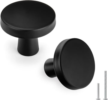 30 Pack Matte Black Cabinet Knobs Hardware Handles Round Dresser Drawer Knob Bifold Modern Cabinets Pulls,1.27 Inch