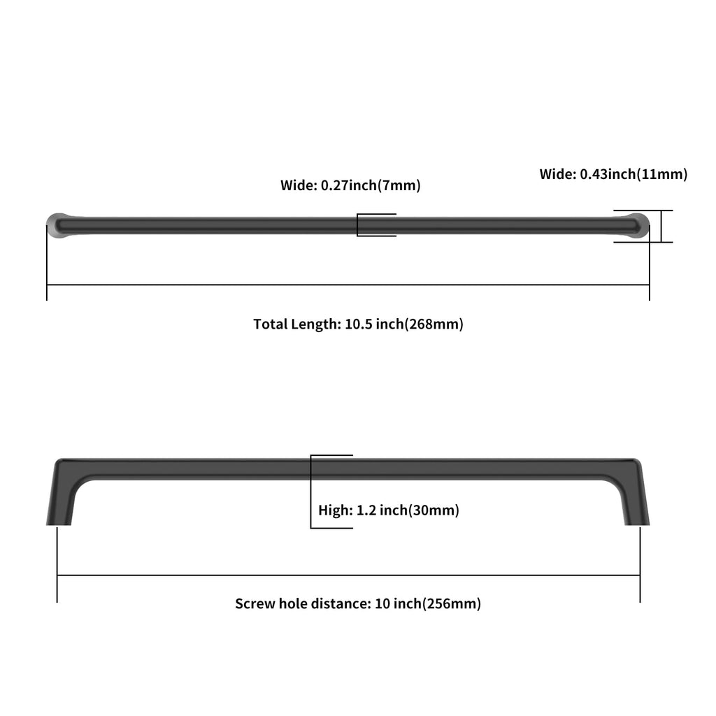 10 Pack 10 Inch(256mm) Matte Black Cabinet Pulls Cabinet Handles Cupboard Handles Kitchen Cabinet Hardware for