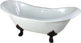 Aqua Eden VCT7D7231NC5 Cast Iron Double Slipper Clawfoot Bathtub ORB Feet and 7-Inch Centers Drillings, 72-Inch, White