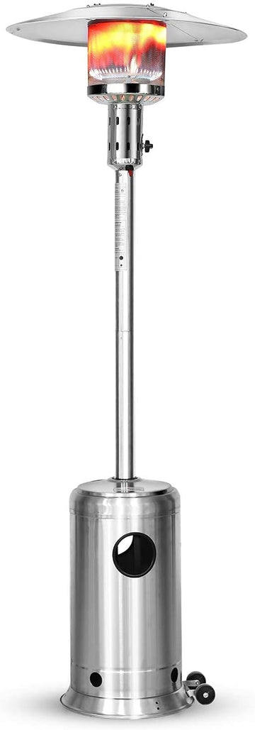 88 Inch Patio Heater, 47,000 BTU Standing Heater with Wheels, Stainless Steel Burner, Gas Propane Patio Heater for