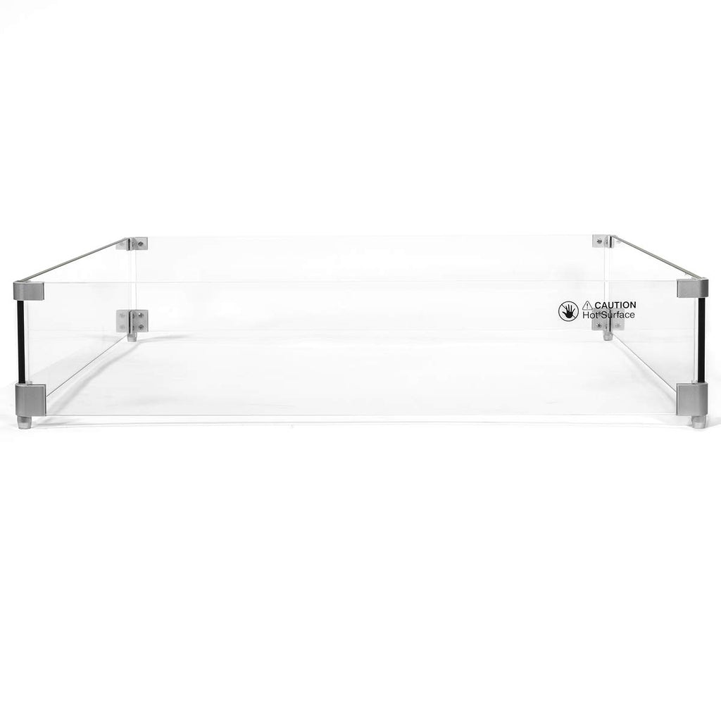 29.5" x 29.5" Outdoor Fire Pit Wind Guard Tempered Thickness Glass Flame Guard Fence Fire-Resistant Wind Screens Kit