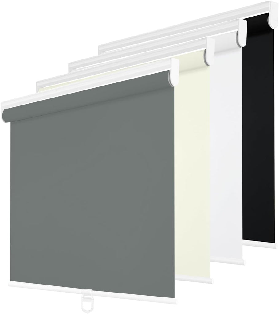 Blackout Roller Shades Cordless for Windows, 100% Room Darkening Window Blinds, Thermal Insulated UV Protection, Easy