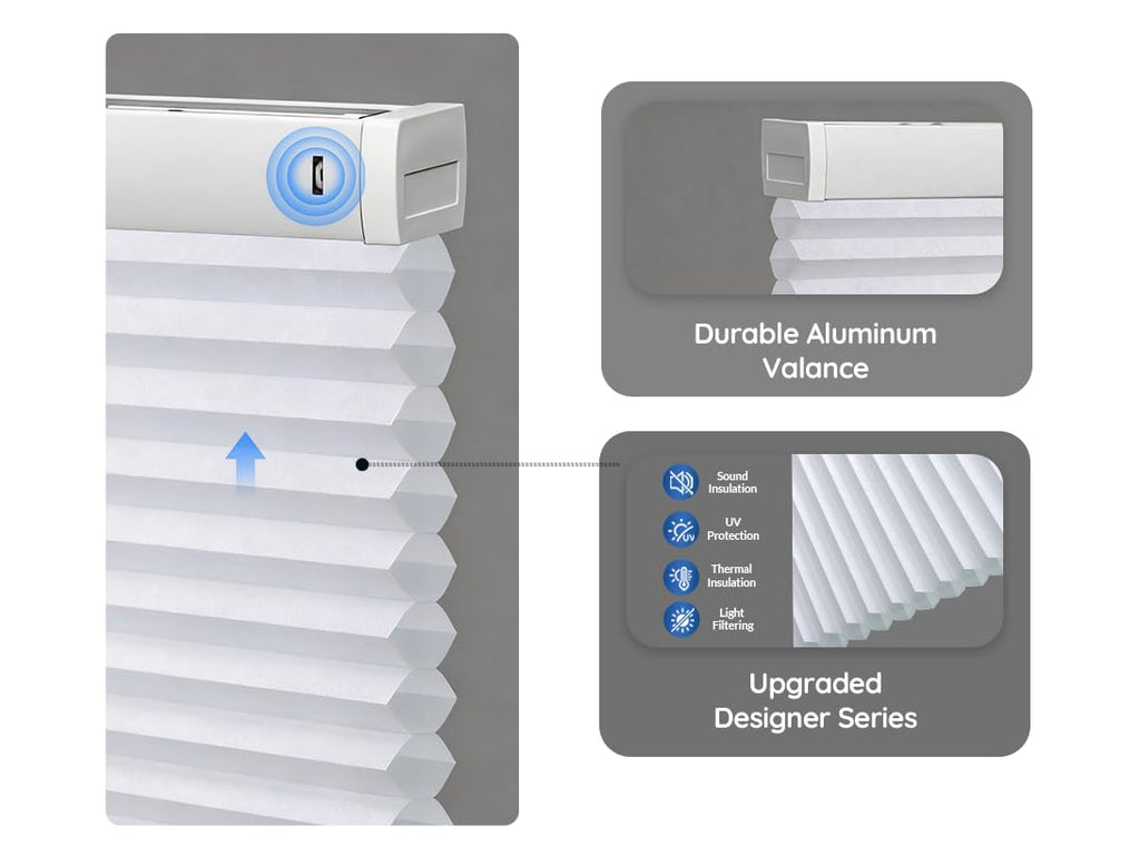 Motorized Cellular Shades, Smart Blinds with Remote, Custom Size