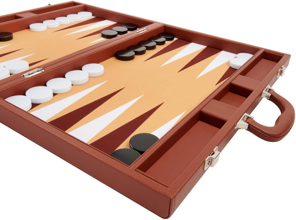 19-inch Premium Backgammon Set - Desert Brown Board