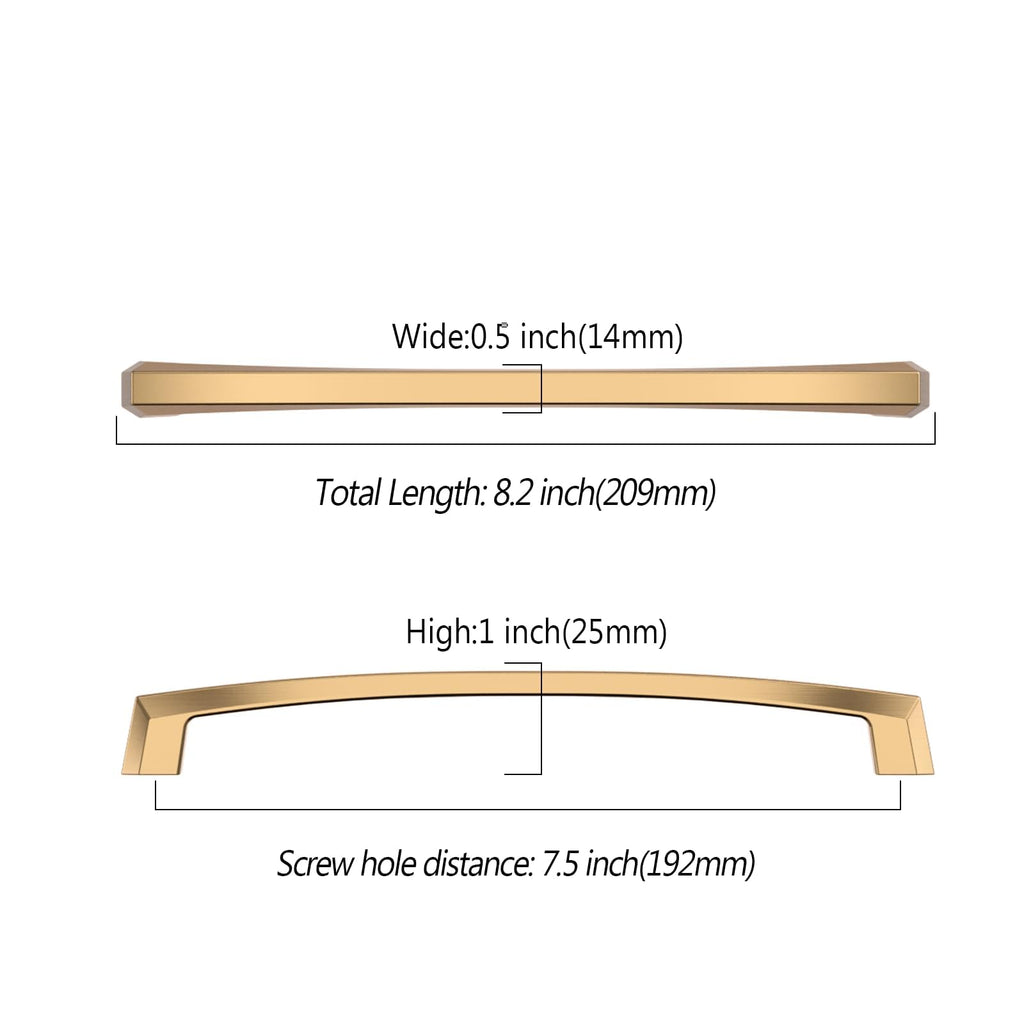 10 Pack Champagne Bronze Cabinet Pulls 7.5 Inch(192MM) Hole Centers Kitchen Cabinet Handles Hardware