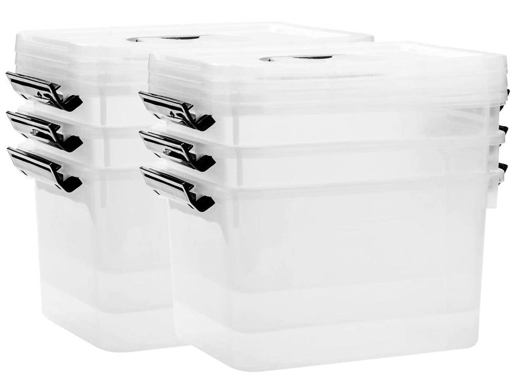 6 Quart Clear Storage Latch Box/Bins, 6-Pack Plastic Container with Latches and Lid