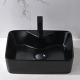 Black Bathroom Sink and Faucet Combo -VOKIM 19"x15" Bathroom Vessel Sink Rectangle Above Counter Matte Black Porcelain