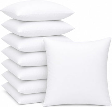 18 x 18 Inch Throw Pillow Inserts Square Cushions with Polyester Fill for Decorative Pillow Covers - Set of 8