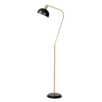 61" Halo Brass Black Floor Lamp, Adjustable Head Reading Lamp