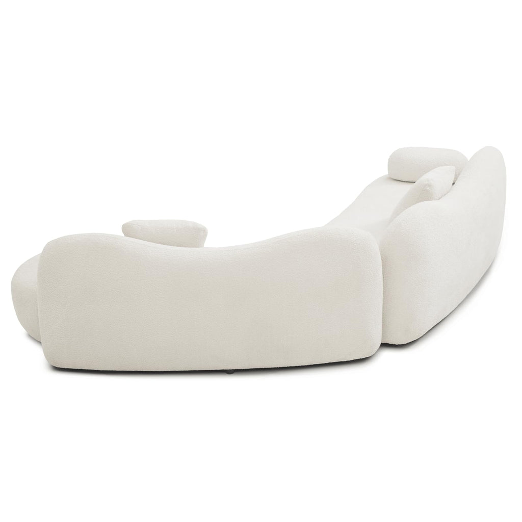 128 Inch White Oversized Curved Boucle Modular Sectional Sofa, 5-Seater