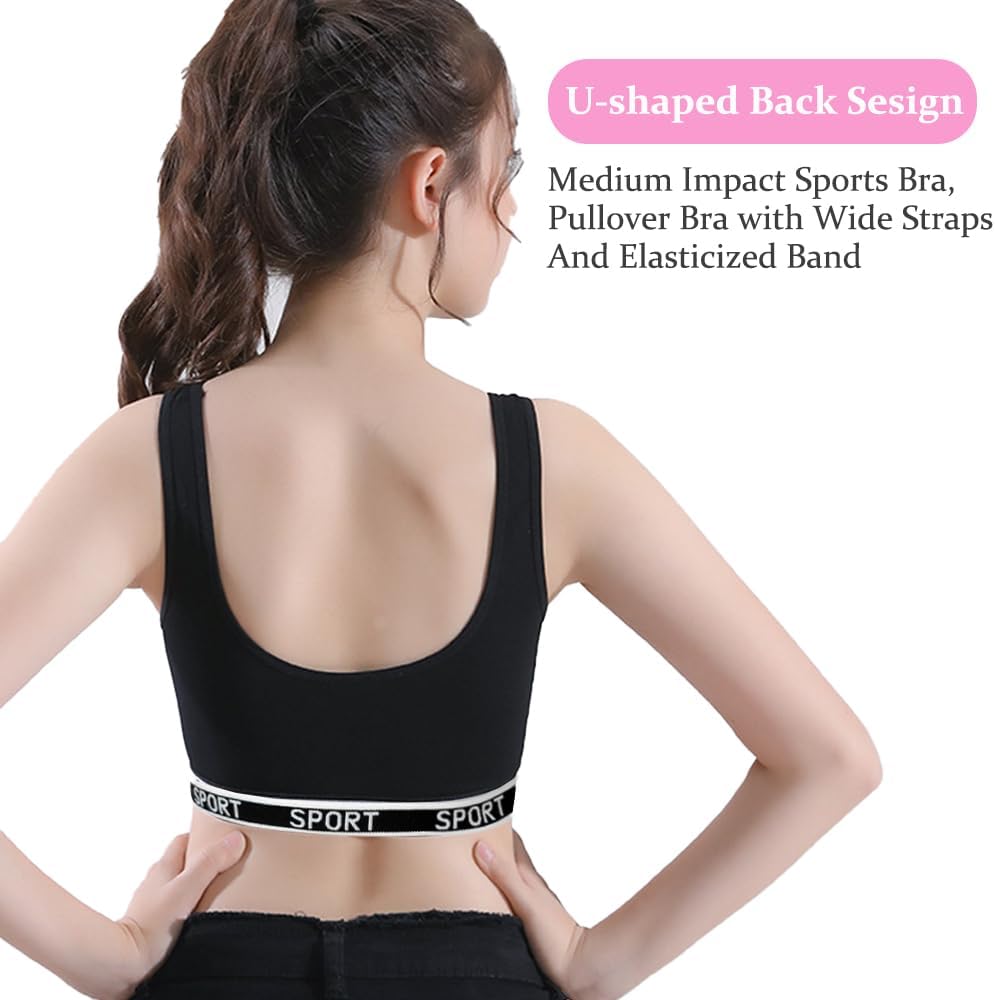 Girls Sports Bras Cotton Training Underwear with Removable Pads Teenage Crop Vest
