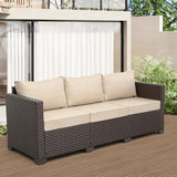 Wicker Outdoor Patio Furniture Set | Khaki for Patio, Garden & Porch