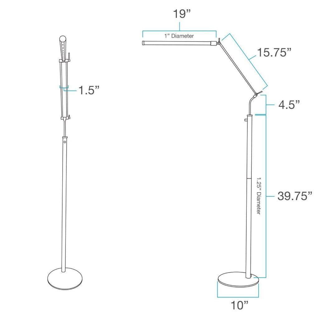 High Powered, dimmable, LED Floor Lamp - Fled-GPS (Antique Brass)