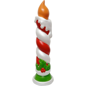 40" Candle with Holly Blow Mold, Lighted Indoor & Outdoor Christmas Decoration, Vintage Seasonal Holiday Décor with