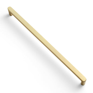 Brushed Brass Cabinet Pulls, 10 Inch (256mm) Hole Centers, 6 Pack Solid Brass Bar Handles, Slim Modern Hardware