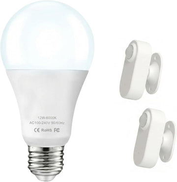 Detached Motion Sensor Light Bulb(1 Pack), A19 E26 LED Bulb, 6000K Daylight White, Wall-Mount Sensing Unit (2 Pack)