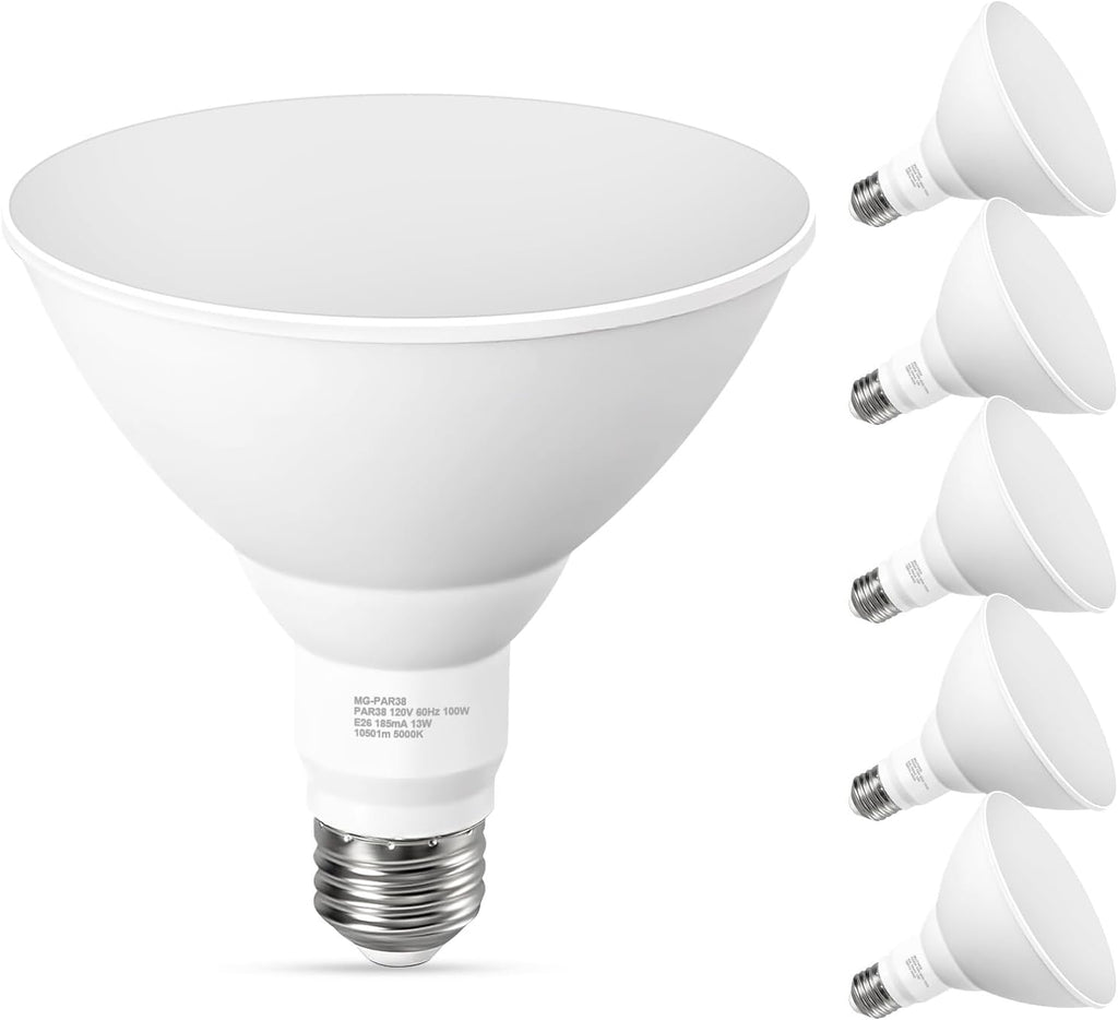 PAR38 LED Outdoor Flood Light Bulbs, 100W Equivalent, 5000K Daylight White, Dimmable Waterproof LED Floodlight for