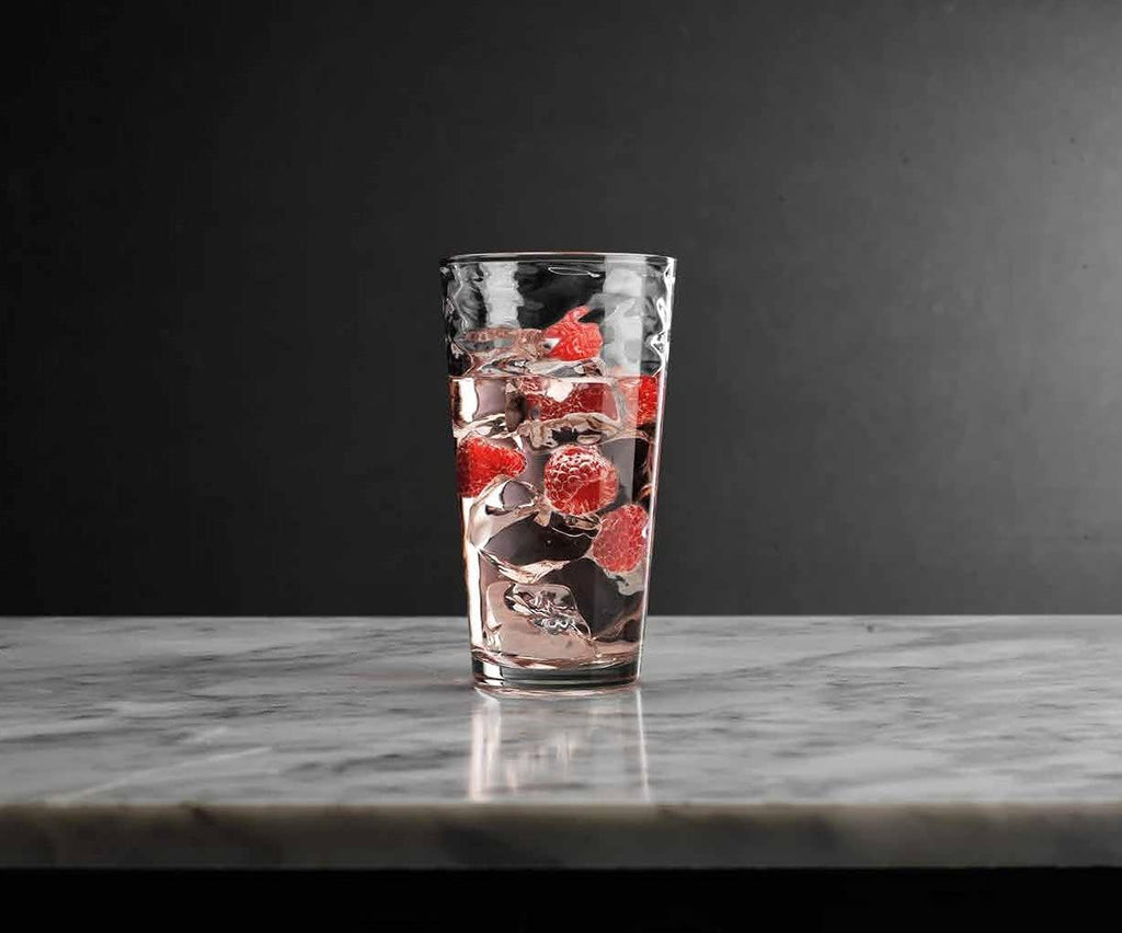 Hammered Glass Cups. Cocktail Drinking Glasses Set of 6 Tall Kitchen Glasses, 17 oz Water Glassware , Juice, Beer