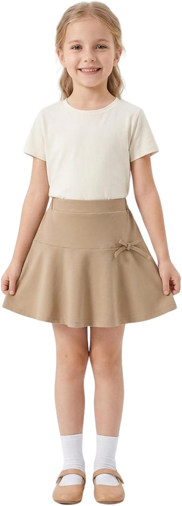 School Uniform Skirts: High Elastic Waist Mini Pleated Skirt Casual Stretch Skater Skort for Girls