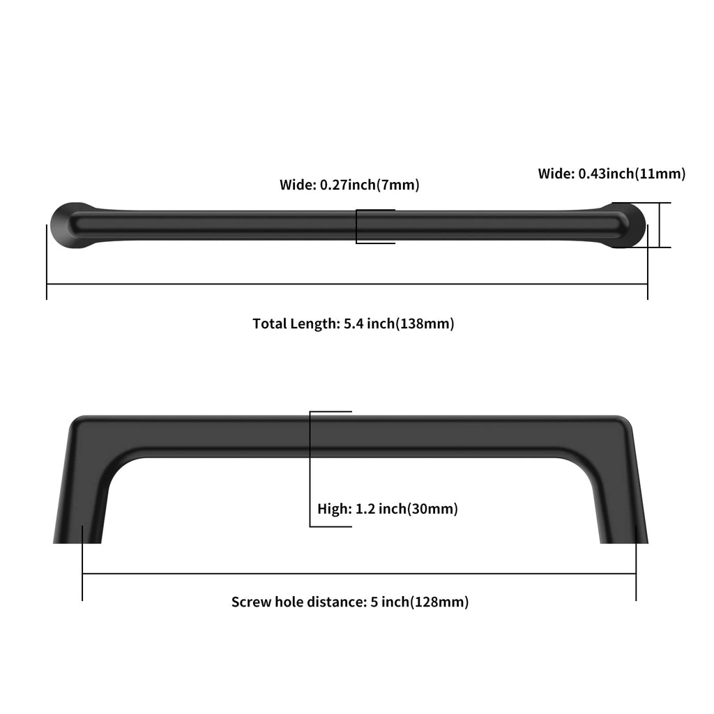30 Pack 5 Inch(128mm) Matte Black Cabinet Pulls Cabinet Handles Cupboard Handles Kitchen Cabinet Hardware for