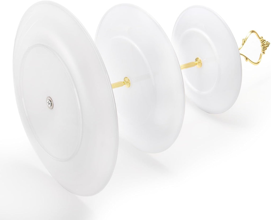Tiered Cupcake Stand, Plastic Cupcake Stand Tower, 3 Tier Round Shape Dessert Serving Tray, White Cookie Candy - Set of 3