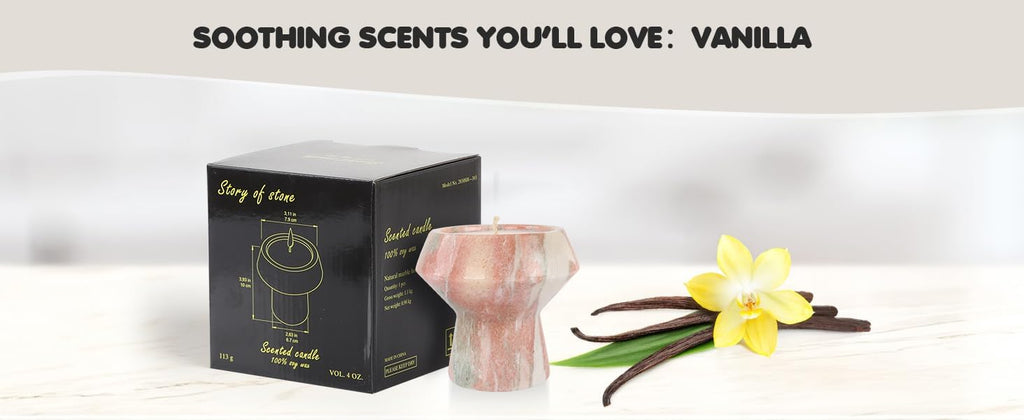 Natural Stone Candle | Handcrafted Red Marble Container | Warm Glow Home Decor |Soy Wax | Non Toxic, Cotton Wicks