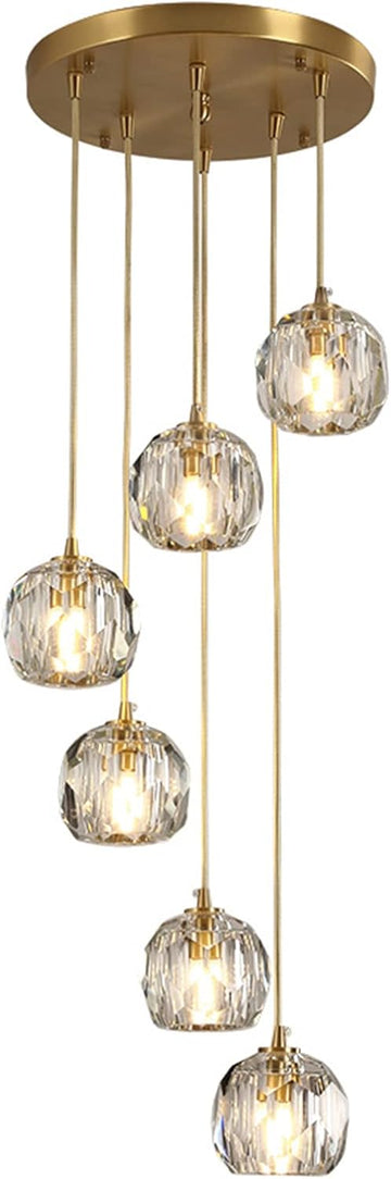 Crystal Chandelier _Light Fixture,All Copper Light Luxury Crystal Lamps Pendant Light,for Bedroom, Hallway, Bar Lighting,6 Heads Dome Plate A116-B0BZMJ1QXV