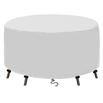 Round Patio Furniture Covers Outdoor Table Cover Waterproof Round 600D Garden Dining Table Cover Wind Dust Proof