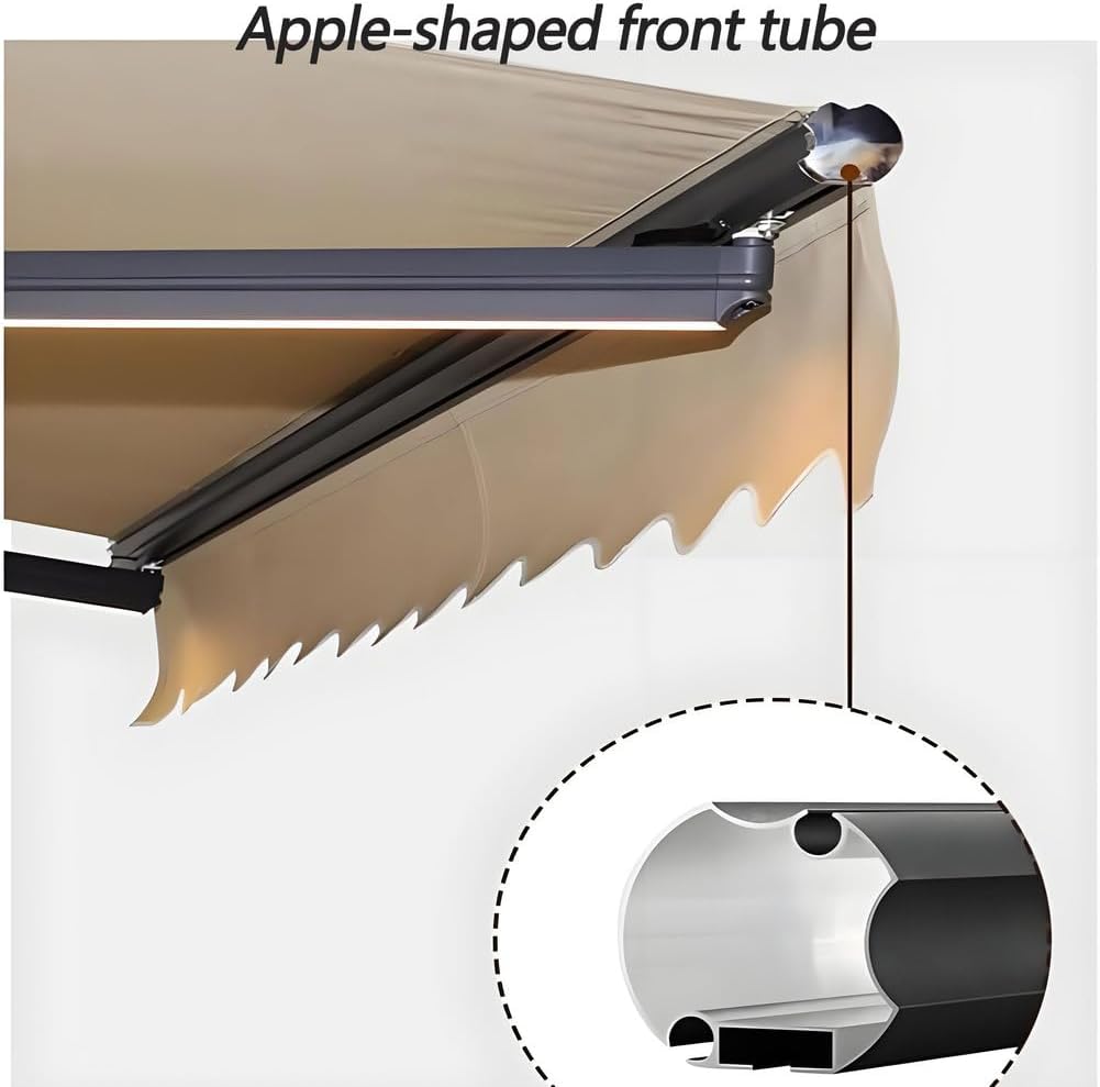 Electric Patio Awning Retractable,Motorized LED Light Awnings Commercial Grade, Window Door Sunshade Shelter, Deck