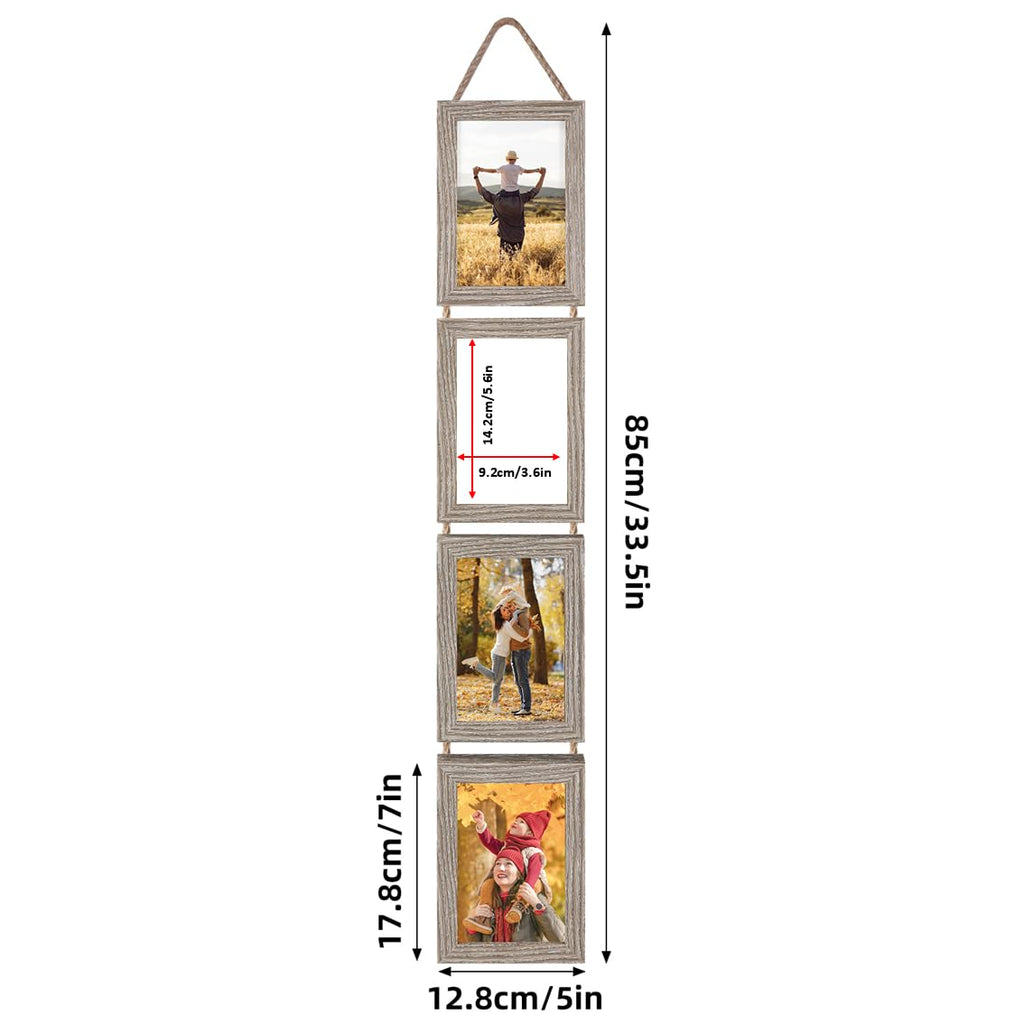 4x6 Hanging Collage Picture Frames Set of 2, 8 Opening Vertical Frame Made to Display 4 by 6 Inch Photo for Wall