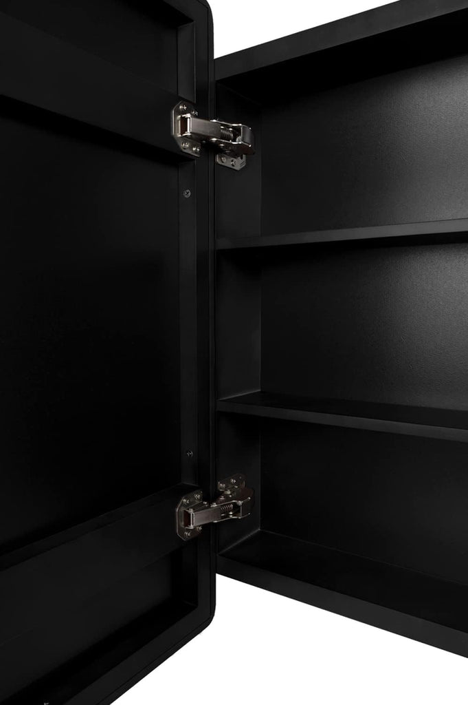 24"x16" Recessed Wood Medicine Cabinet with Mirror - Wall-Mounted Wooden Bathroom Cabinet with Adjustable Storage