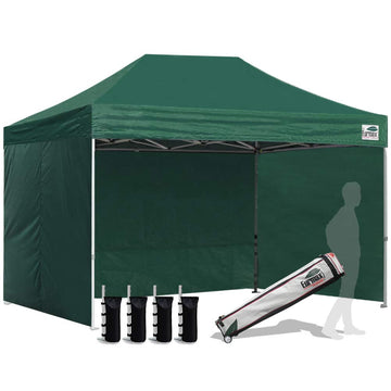 USA 8x12 Pop Up Canopy Tent, Commercial Tent with Patented No-Tip Rolling Bag, 4 Zippered Removable Walls, UV & Water