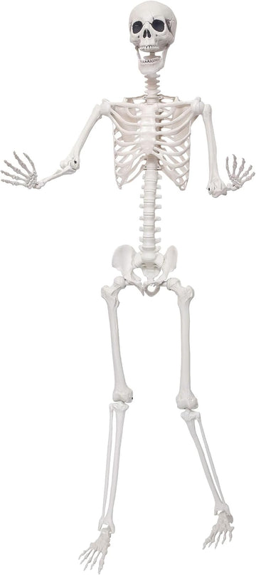 5.9Ft Halloween Skeleton with Movable Joints Plastic Skeleton Lawn Porch Decor - Set of 2