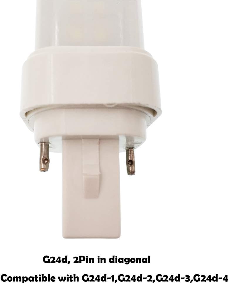 2pcs G24d 2Pin 7W Plug in CFL LED Bulb Replacement Rotatable PL Horizontal Recessed Downlight 600-800lm Sideview CFL