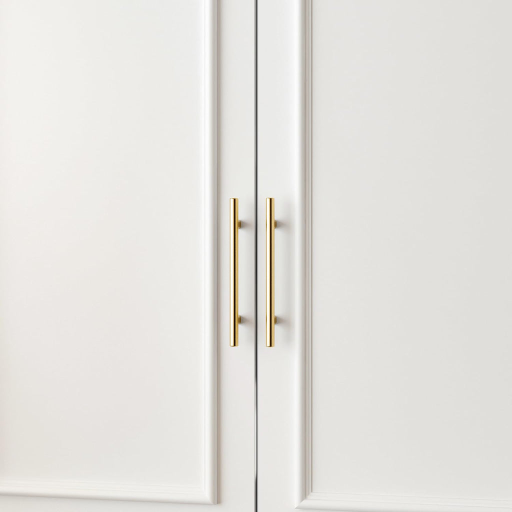 Wardrobe Closet with 4 Doors, Modern White Bedroom Armoire