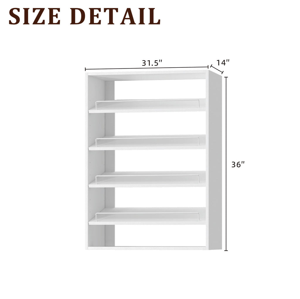31.5" Wide Shoe Shelf Tower Modular Closet System, Shoe Storage Closet Tower with Shelves, White