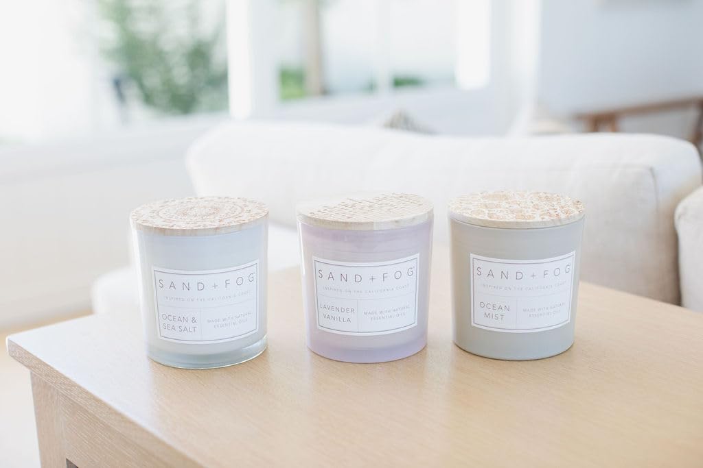 Scented Candles - Ocean & Sea Salt - Additional Scents and Sizes - 3 Wicks 100% Cotton Lead-Free - Luxury Air