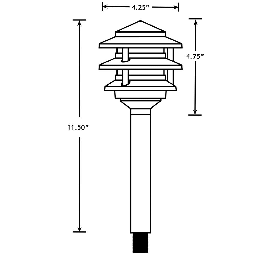 12V 3-Tier Brass Pagoda LED Path Light 4-Pack Expansion Kit (Bronze)
