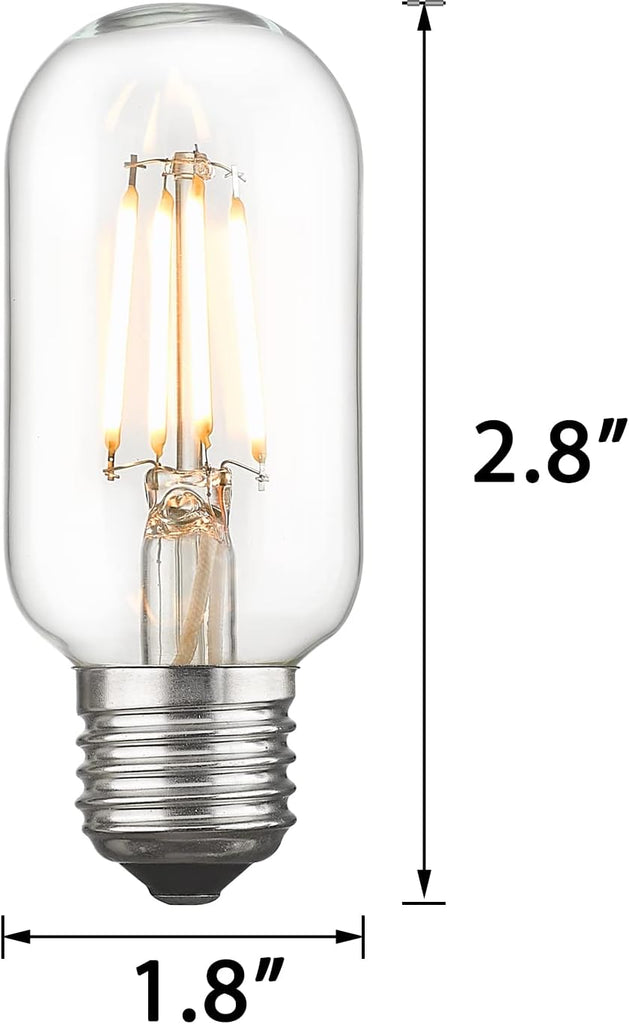 Vintage T45 LED Edison Bulbs 6 Packs, Antique Tubular Bulbs 6W 2700K Warm White, E26 Base 60 Watt Equivalent 700