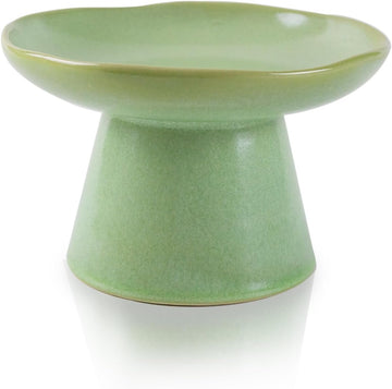 Wide Shallow 6.1" Raised Cat Bowls, Ceramic Elevated Food Bowl for Flat Faced Cats and Small Dogs, Porcelain Feeder