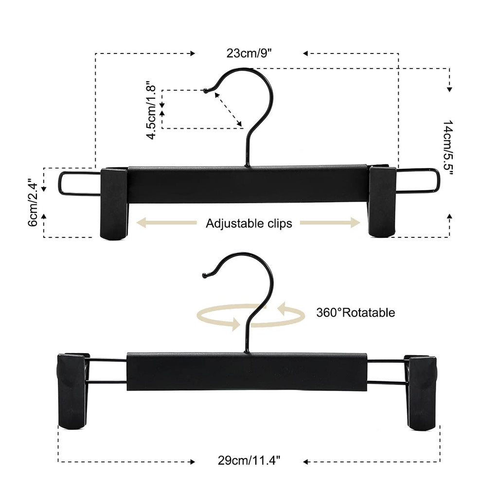 Clothes Pants Hangers, Space-Saving Skirt Holders with 360 ° Swivel Hooks, Adjustable Clips, Trouser Hangers, Clothes