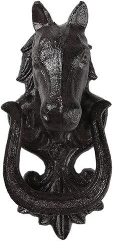 Vintage Cast Iron Horse Head Door Knocker, Heavy Duty Animal Pull Handle
