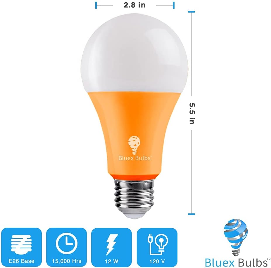 BlueX LED A21 Orange Light Bulbs - 13W (100Watt Equivalent) - E26 Base LED Bulb, Party Decoration, Porch, Home