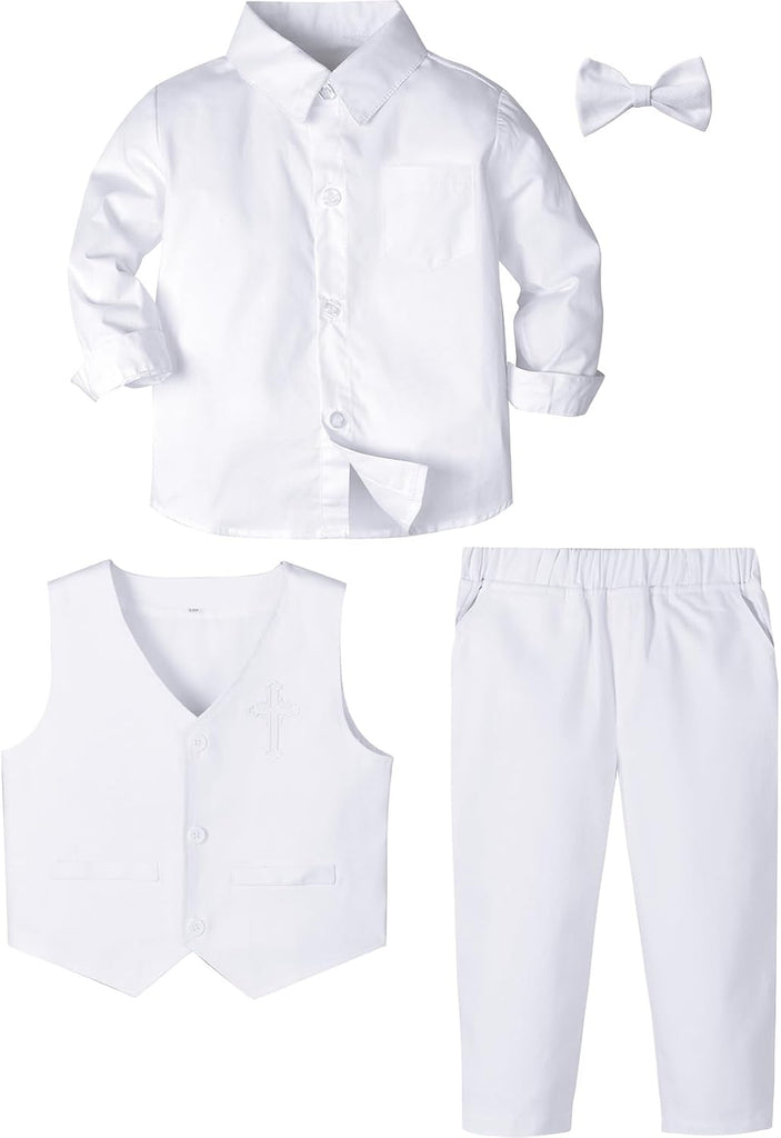 Baptism Outfit for Boy Toddler Christening Suit Dedication White
