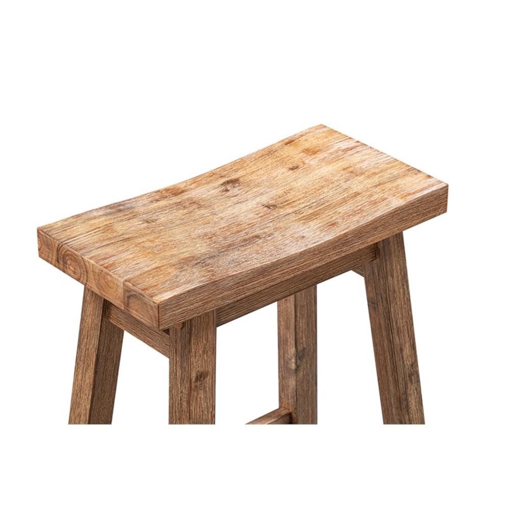 Inspired Bertoia Style Sonoma Counter Height Backless Saddle Stool, Barnwood Wire-Brush Finish, Set of 2