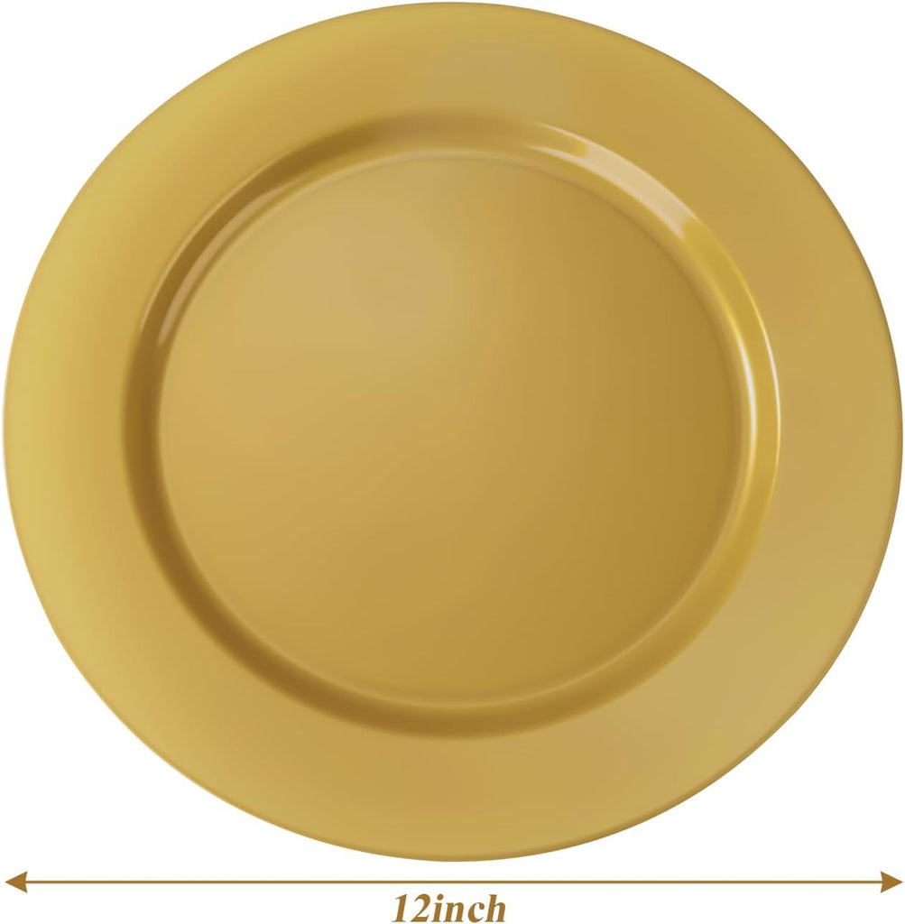 Inch Gold Plastic Charger Plates - Set of 100