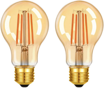 A19 Dimmable LED Edison Bulbs, 6W (60W Eq), E26, 2200K Amber, 2Pack