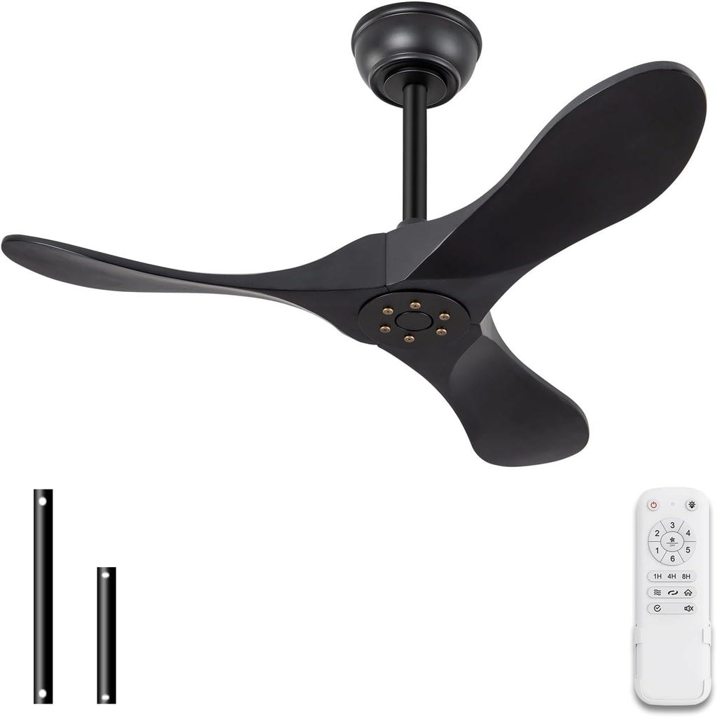 36 Inch Solid Wood Black Ceiling Fan with Remote,Ceiling Fan no Light,6 Speeds,Noiseless,Reversible DC Motor,Modern Ceiling Fans without Lights for Bedroom Farmhouse Kids Room A101-B0DFTD9F71