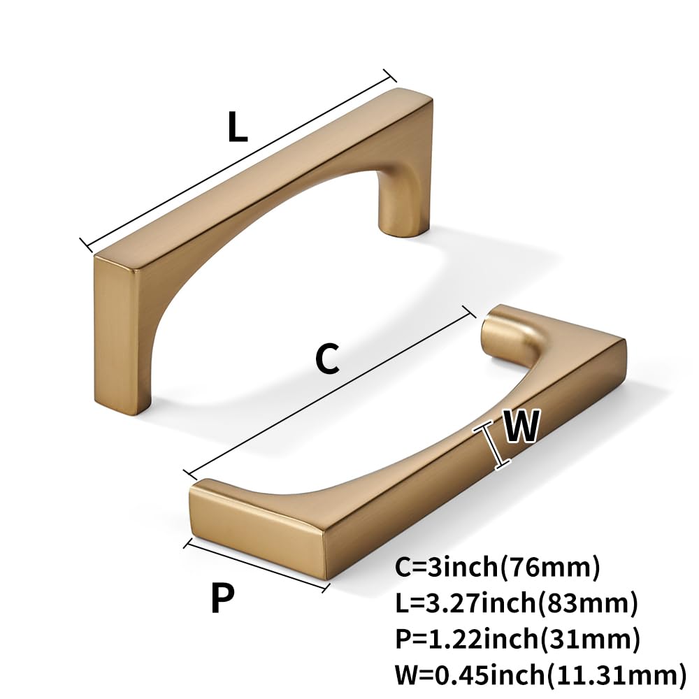 10 Pack Solid Handles 3-Inch(76mm) Champagne Bronze Cabinet Pulls,Heavy Duty Cabinets, Cupboards, Drawers and