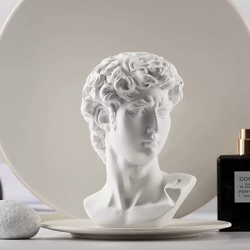 David Statue Greek Bust, Head Bust Statue Decor, Coffee Table Decor White, Greek Mythology Decor /Living Room/Office 5.9"